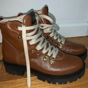 Steve Madden Brown Leather Lace-up Combat Boot
